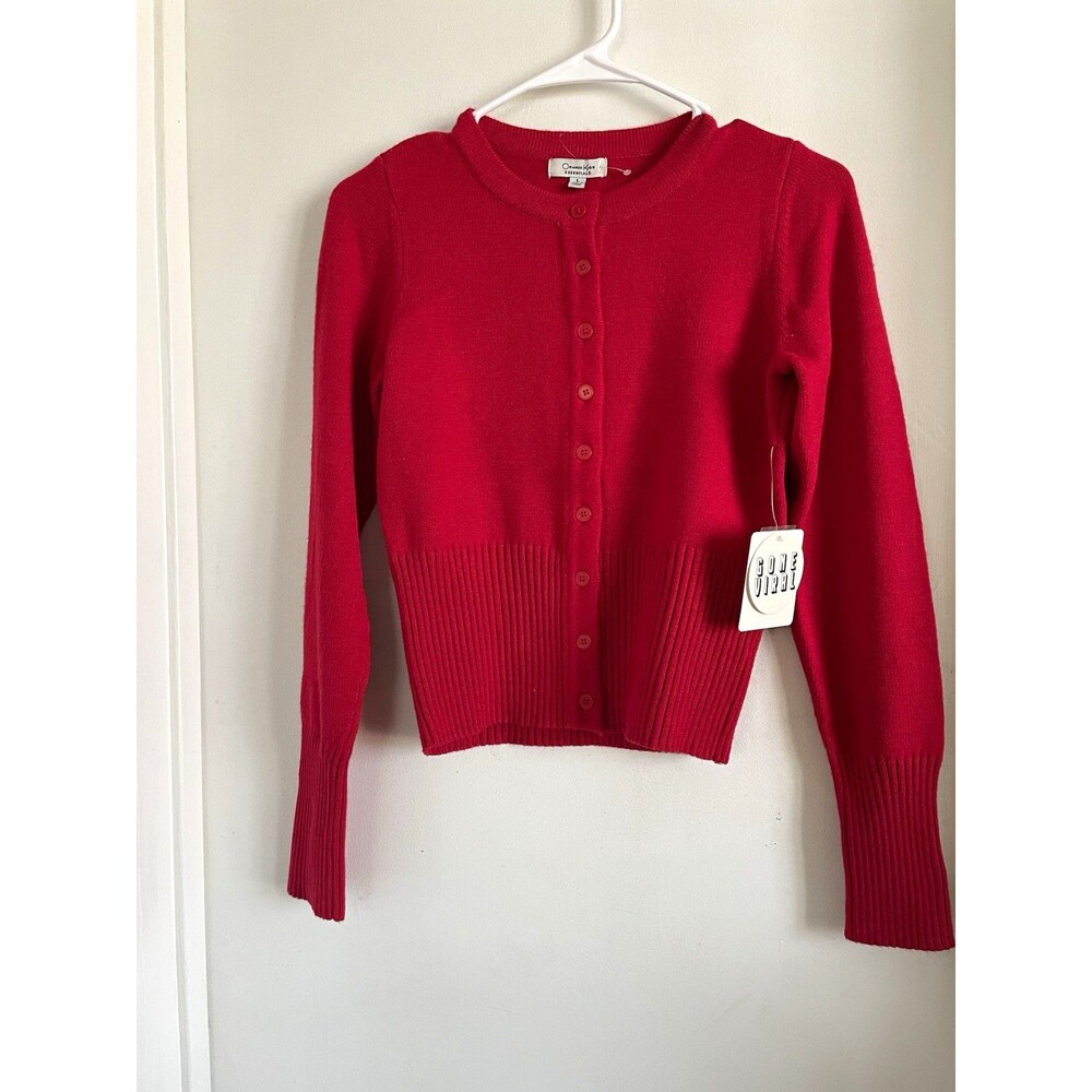 Orange Kiss Essentials Red Knit Button-Front Cardigan Sweater Size L